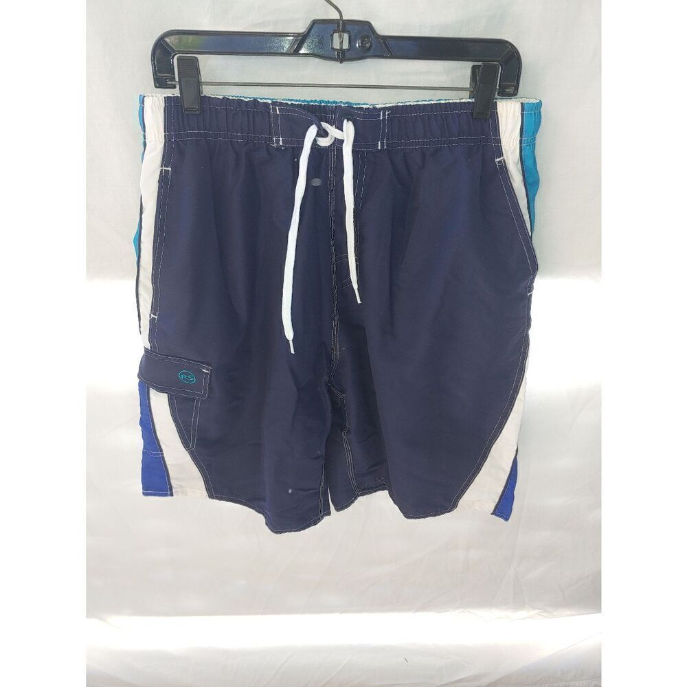 RS Surf Mens Size Large Navy Multicolor Mesh Lined Swim Trunks.